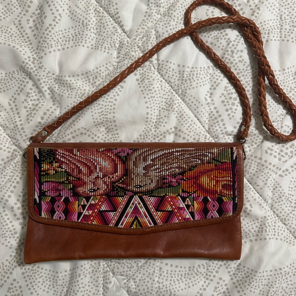 Nena & Co. Brown and Pink Patterned Crossbody Bag